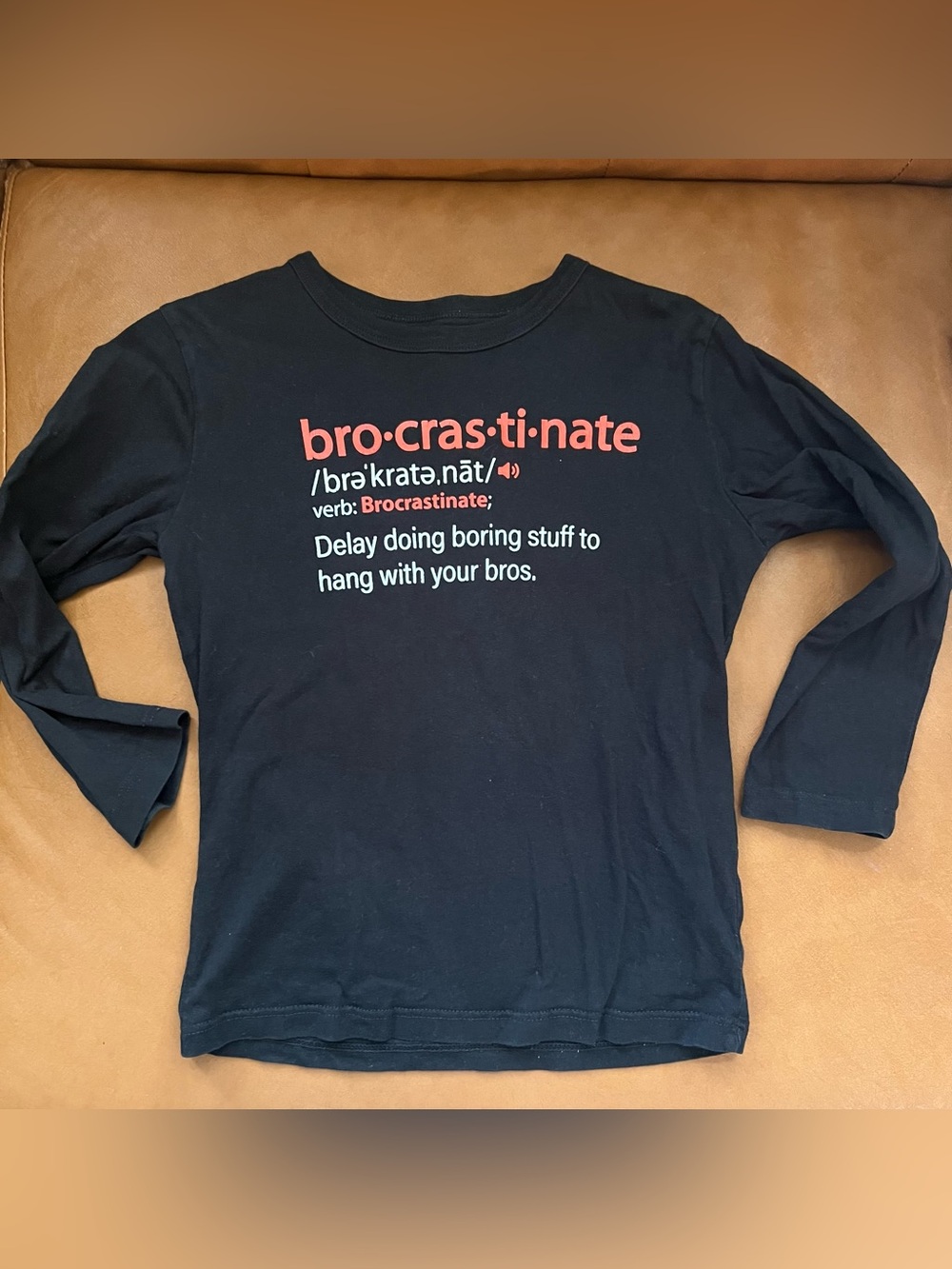 The Children Place Brocrastinate Graphic Tee - Black with Orange & White Text 4